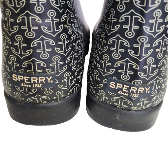 Sperry Top-Sider Womens 11 Rainboots Rubber Blue Anchors Waterproof Outdoors - Picture 7 of 11